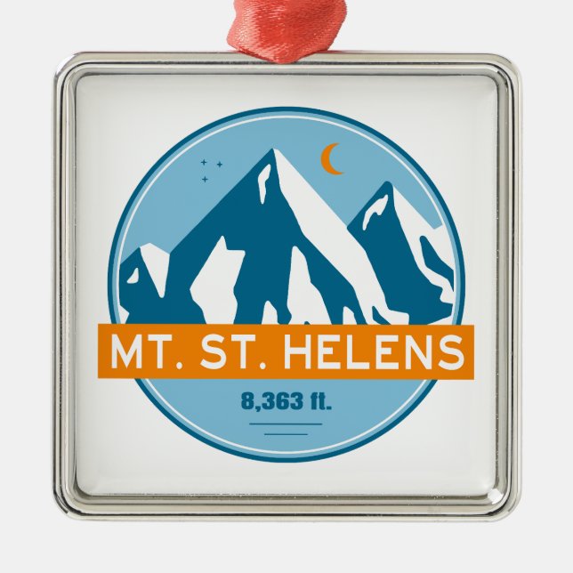 Mount St. Helens Washington Stars Moon Metal Ornament (Front)