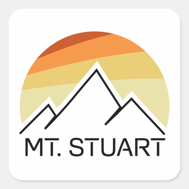 Mount Stuart Washington Retro Square Sticker (Front)