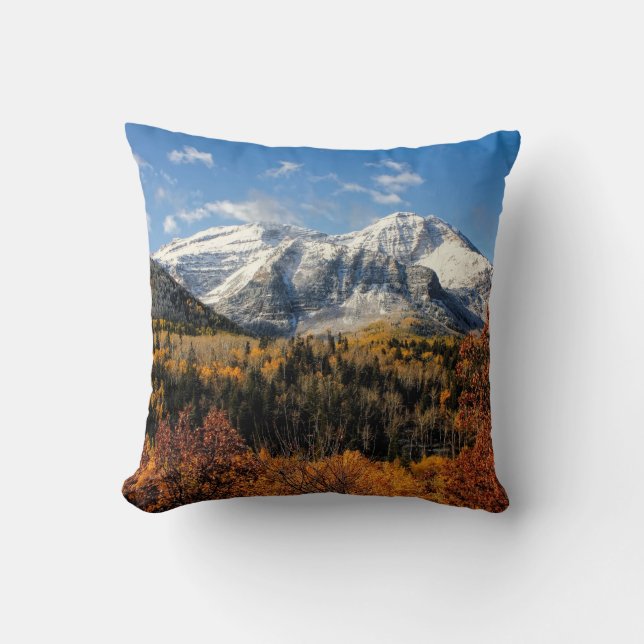 Mount Timpanogos in Autumn Utah Mountains Cushion (Front)
