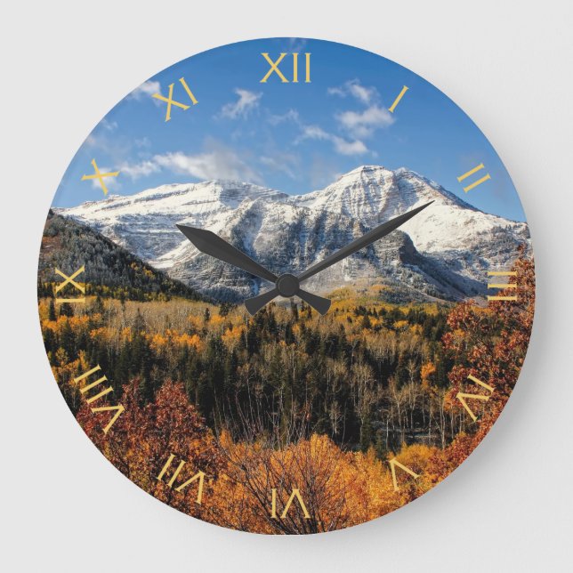 Mount Timpanogos in Autumn Utah Mountains Large Clock (Front)