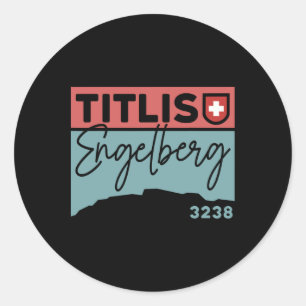 Mount Titlis Engelberg Switzerland Hike Hiking Ski Classic Round Sticker
