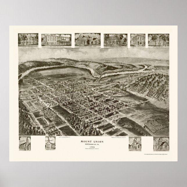 Mount Union, PA Panoramic Map - 1906 Poster (Front)