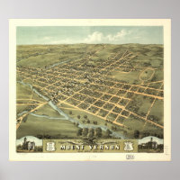 Mount Vernon Ohio 1870 Antique Panoramic Map