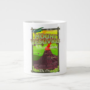 Mount Vesuvius Italian cartoon volcano Large Coffee Mug