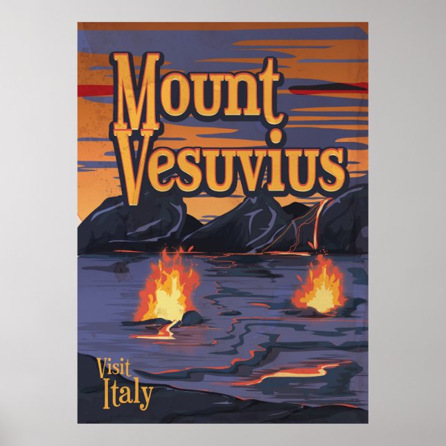 Mount Vesuvius volcano travel poster (Front)