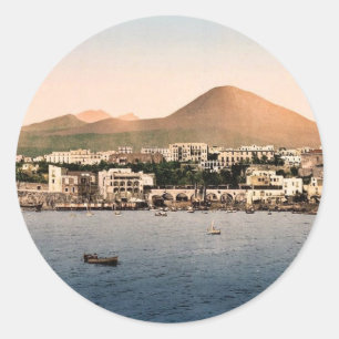 Mount Vesuvius, with Torre de Creco, Naples, Italy Classic Round Sticker