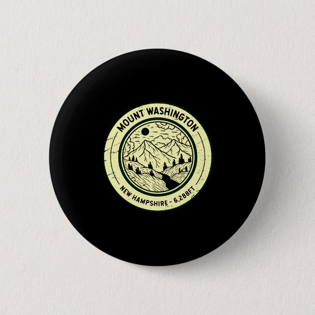 Mount Washington New Hampshire Hiking Skiing Retro 6 Cm Round Badge (Front)