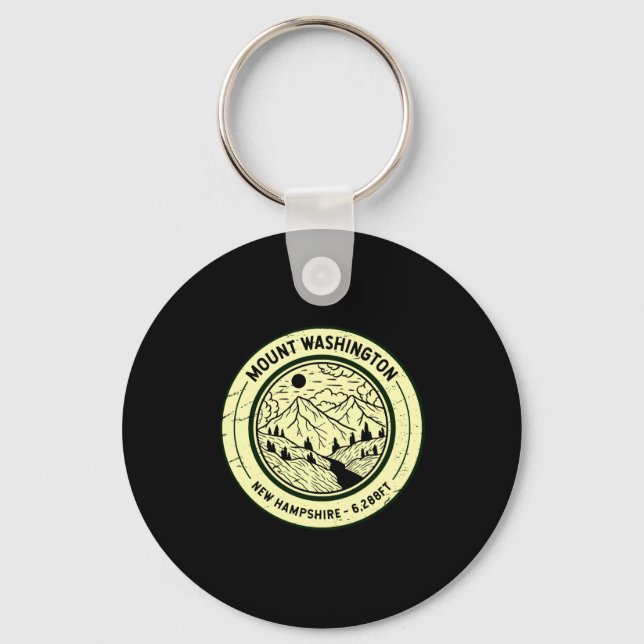 Mount Washington New Hampshire Hiking Skiing Retro Key Ring (Front)