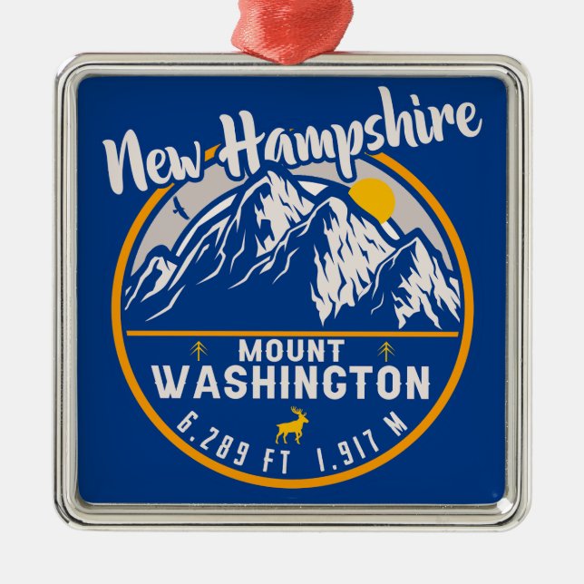 Mount Washington New Hampshire - Retro Mountain Metal Ornament (Front)