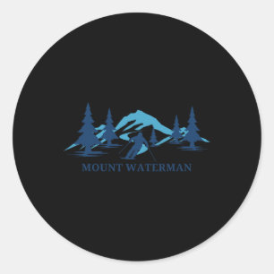 Mount Waterman California Ski Resort Skiing Skier Classic Round Sticker