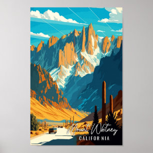Mount Whitney California vintage travel Poster