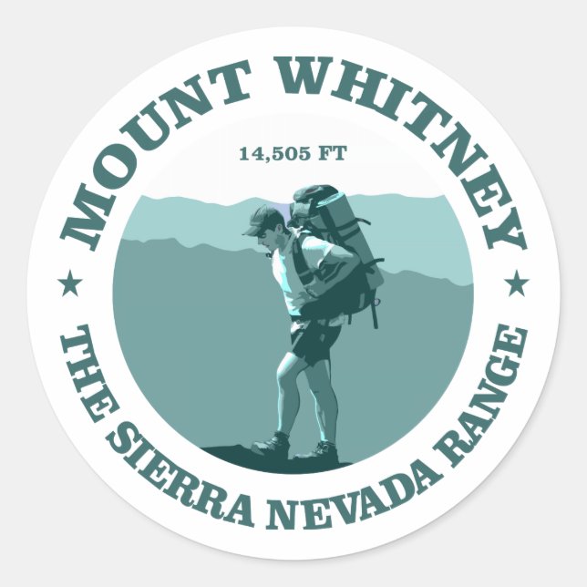 Mount Whitney Classic Round Sticker (Front)