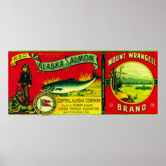 Mount Wrangell Salmon Can LabelAlimak, AK Poster (Front)