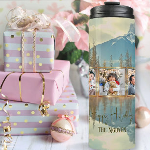 Mountain 5 Photo Collage Christmas Thermal Tumbler