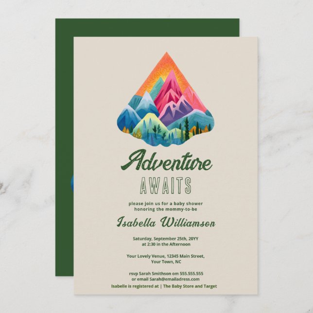 Mountain Adventure Awaits Baby Shower  Invitation (Front/Back)