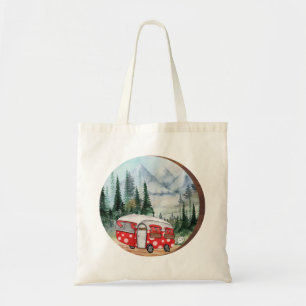 Mountain Adventure Camper Illustration Tote Bag