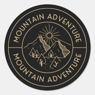 Mountain adventure classic round sticker