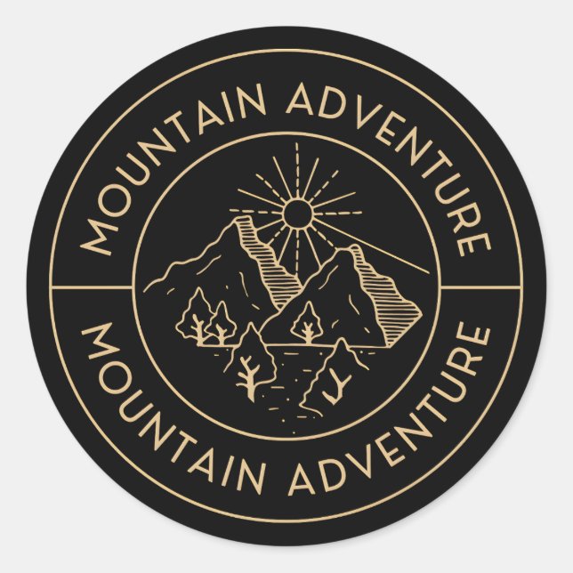 Mountain adventure classic round sticker (Front)