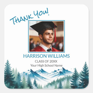 Mountain Adventure Grad Party Square Sticker