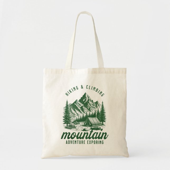 Mountain Adventure: Hiking & Climbing Tote Bag (Front)