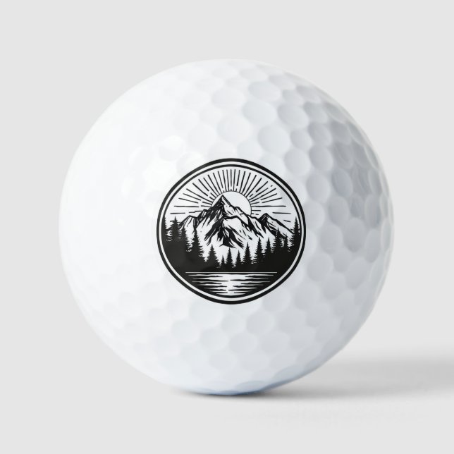 Mountain Adventure Logo | Camping Badge | Outdoor  Golf Balls (Front)