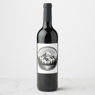 Mountain Adventure Logo | Camping Badge | Outdoor Wine Label