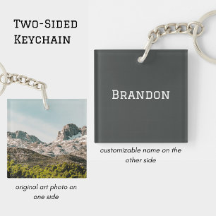 Mountain adventure, Personalised Men's Name Key Ring