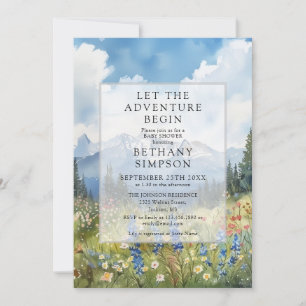 Mountain Adventure QR Code All In One Baby Shower Invitation