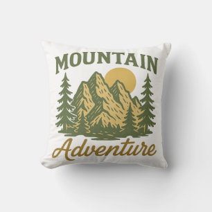 Mountain Adventure Vintage Hiking Outdoors Cushion