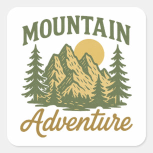Mountain Adventure Vintage Hiking Outdoors Square Sticker