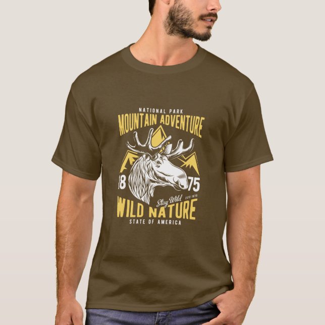 Mountain Adventure Vintage Style Hunt Theme T-Shirt (Front)