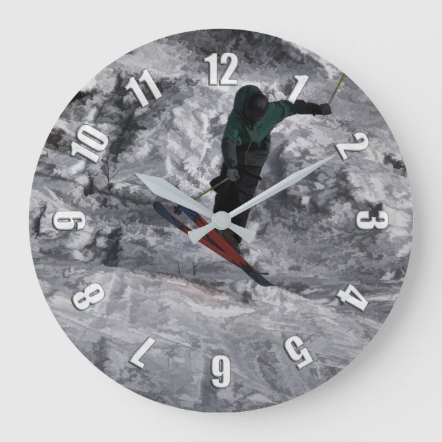 Mountain Air  -  Downhill Skier Large Clock (Front)
