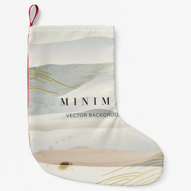 mountain and golden line arts background. Oriental Small Christmas Stocking (Front)