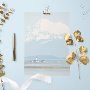 Mountain and Lighthouse Landscape Stationery Paper