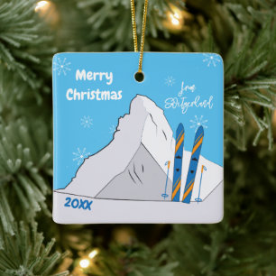 Mountain and Ski Souvenir Christmas Ornament