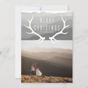 Mountain Antlers   Christmas Photo Holiday Card