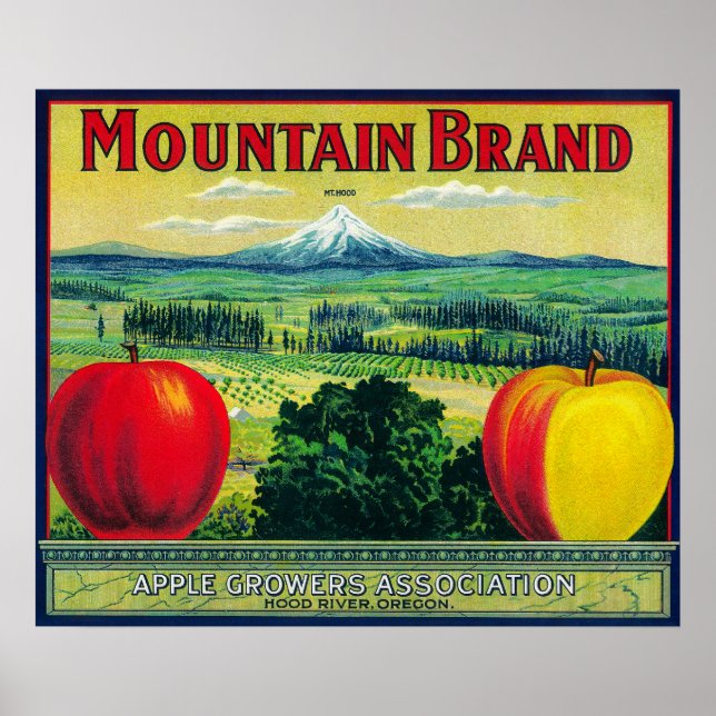 Mountain Apple Crate LabelHood River, OR Poster (Front)