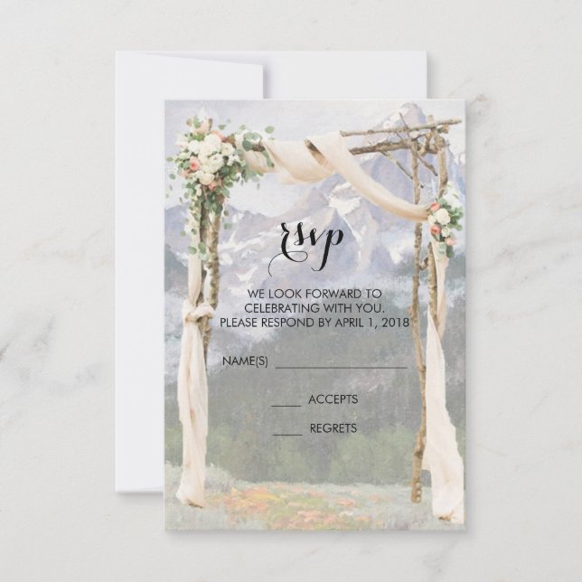 Mountain Arbor Park Outside Wedding RSVP Card (Front)