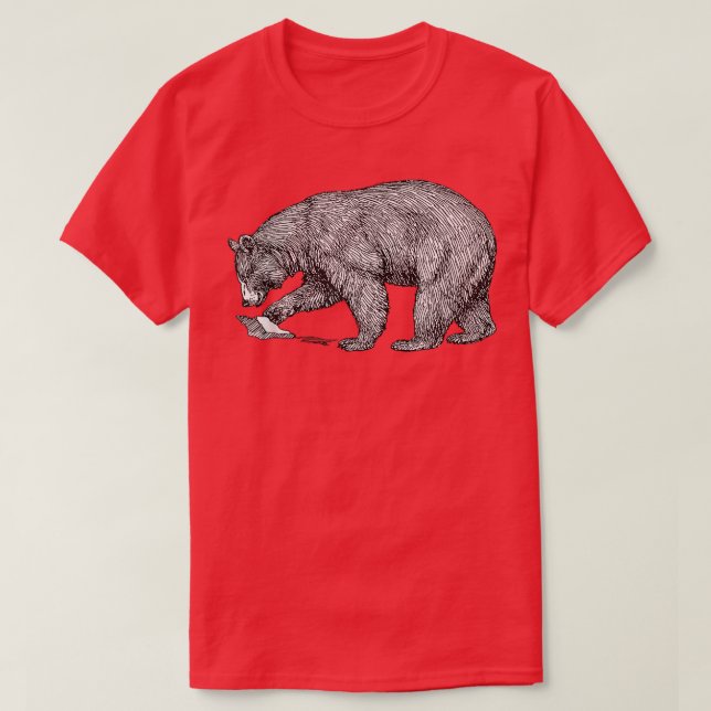 Mountain Bear Black On White Line Illustration  T-Shirt (Design Front)
