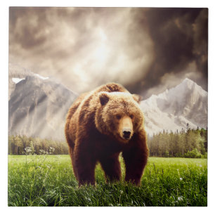 Mountain Bear Ceramic Tile