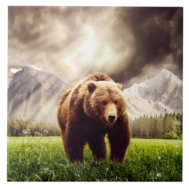 Mountain Bear Ceramic Tile (Front)