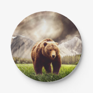 Mountain Bear Paper Plate