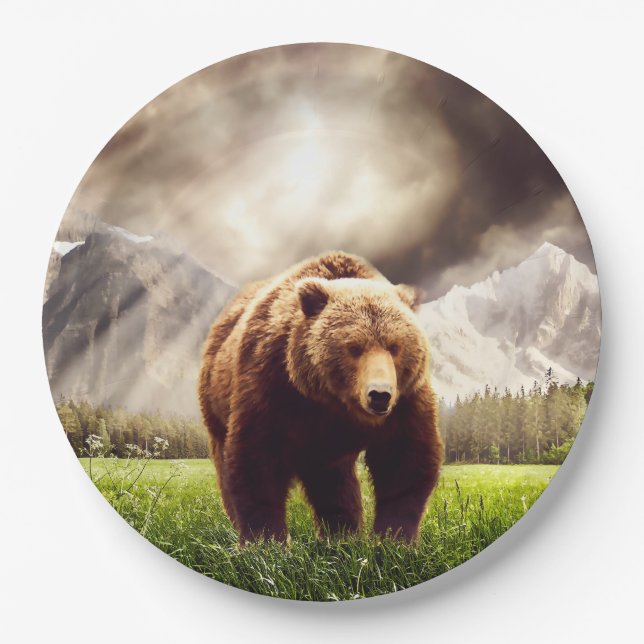 Mountain Bear Paper Plate (Front)