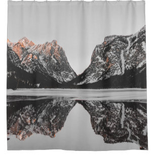 MOUNTAIN BESIDE LAKE SHOWER CURTAIN