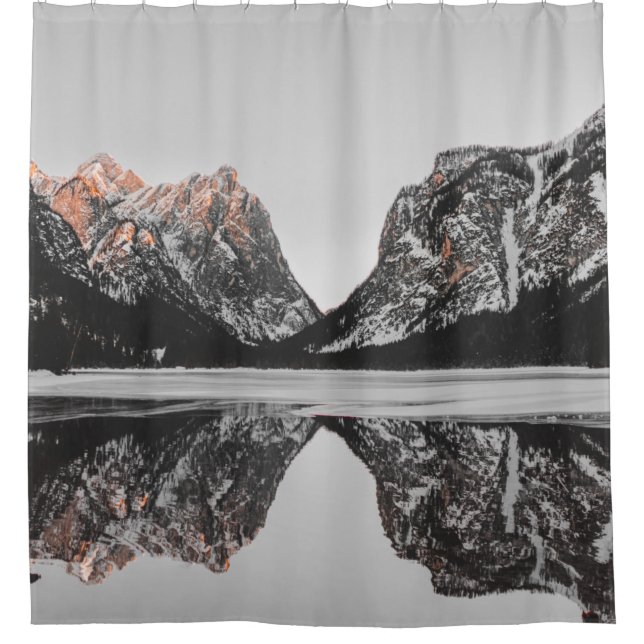 MOUNTAIN BESIDE LAKE SHOWER CURTAIN (Front)