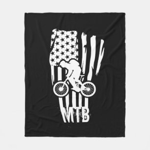 Mountain Bike American Flag Mtb Patriotic Fleece Blanket
