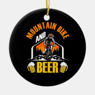 Mountain Bike And Beer Ceramic Ornament