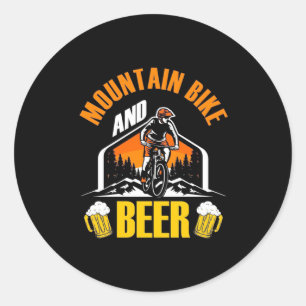 Mountain Bike And Beer Classic Round Sticker