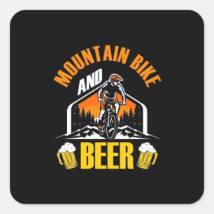Mountain Bike And Beer Square Sticker