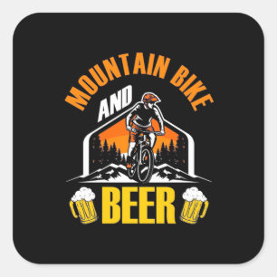 Mountain Bike And Beer Square Sticker